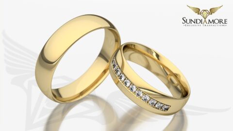 Obrączki ślubne - Klasyczne Obrączki DOTYK CZUŁOŚCI z diamentami - SUN003-Z-K10-5