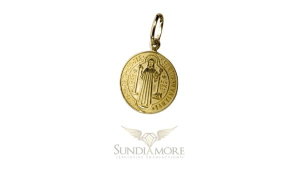 KULTOWE - Złoty Medalik dwustronny 027 - Święty BENEDYKT - ST.027